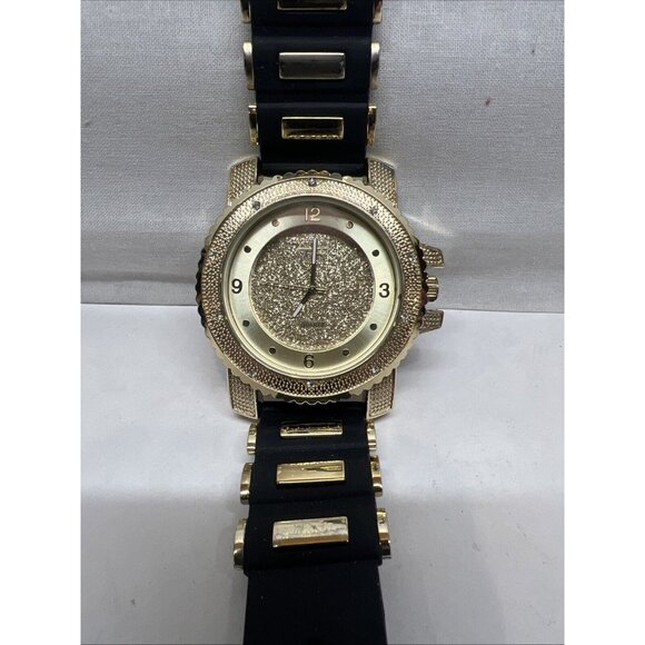 Bust Down Techno Pave Hip Hop Men's Iced Bling Rubber Band Watches WR 7758 - Picture 1 of 11